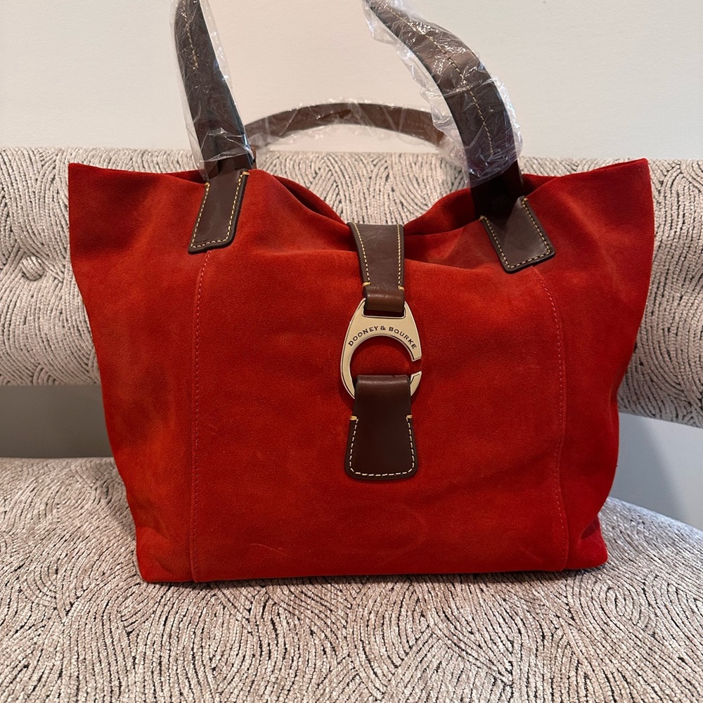 Dooney & Bourke Red Suede Tote Bag